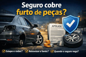 Entenda quando o seguro cobre furto de peças como estepe e retrovisor, quando pode negar e o que verificar na apólice antes de acionar.
