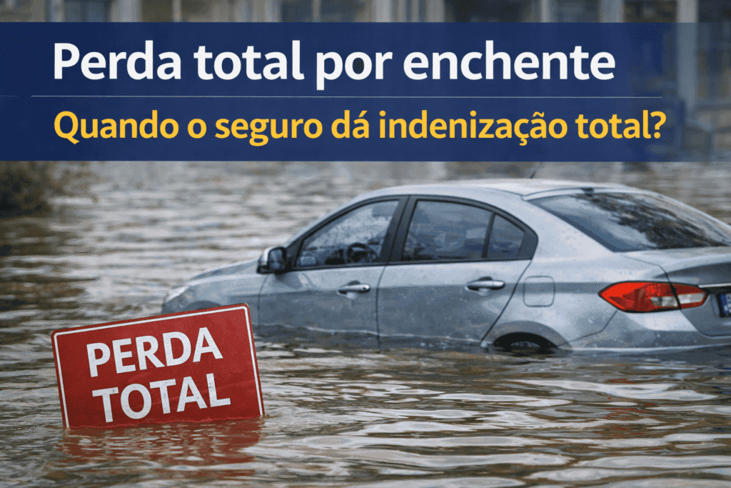 Carro alagado em enchente com indicação de perda total no seguro