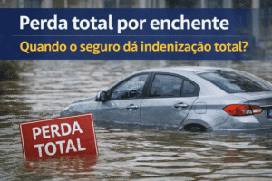 Carro alagado em enchente com indicação de perda total no seguro
