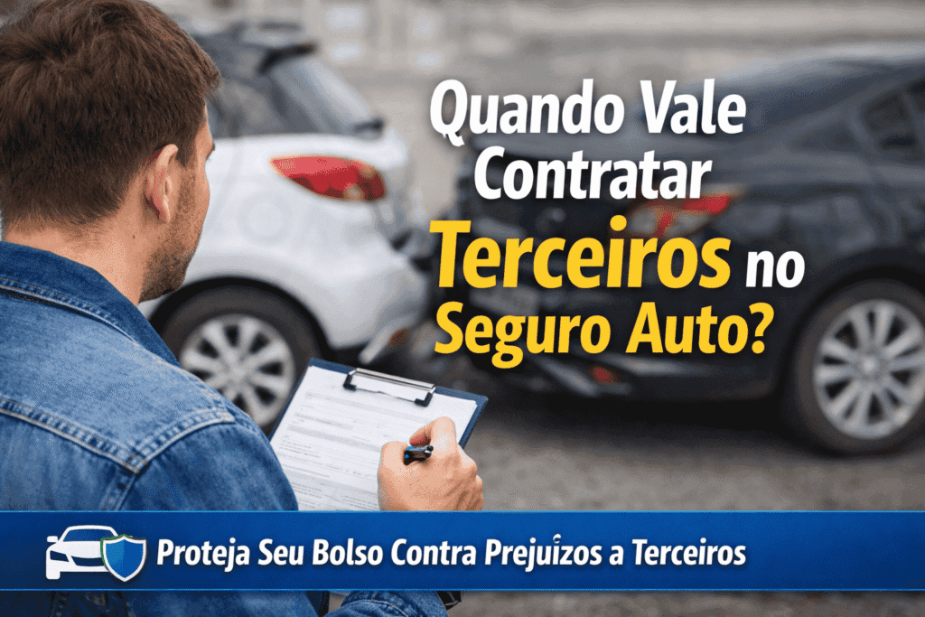 Motorista avaliando cobertura para terceiros no seguro auto após batida com outro veículo