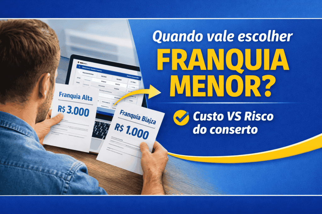 Comparação entre franquia menor e franquia maior no seguro auto em uma cotação com valores diferentes