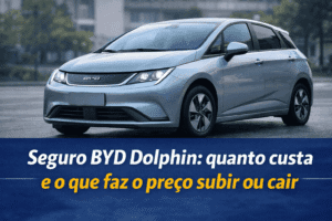 Carro elétrico BYD Dolphin em cenário urbano ilustrando o preço do seguro e os fatores que influenciam a cotação