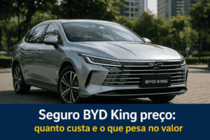 Sedã BYD King sendo comparado em uma cotação de seguro auto, com destaque para preço, cobertura e franquia