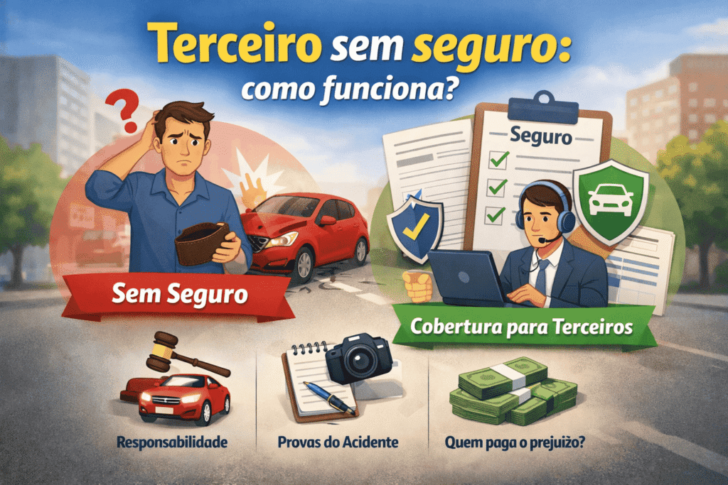 Motorista conversando com outro condutor após batida em que o terceiro não tem seguro